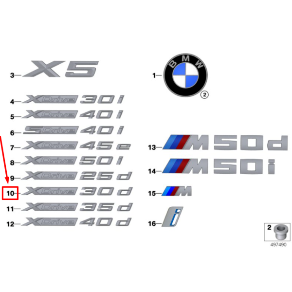 BMW X5 G05 lettering emblem 51147436019 NEW
